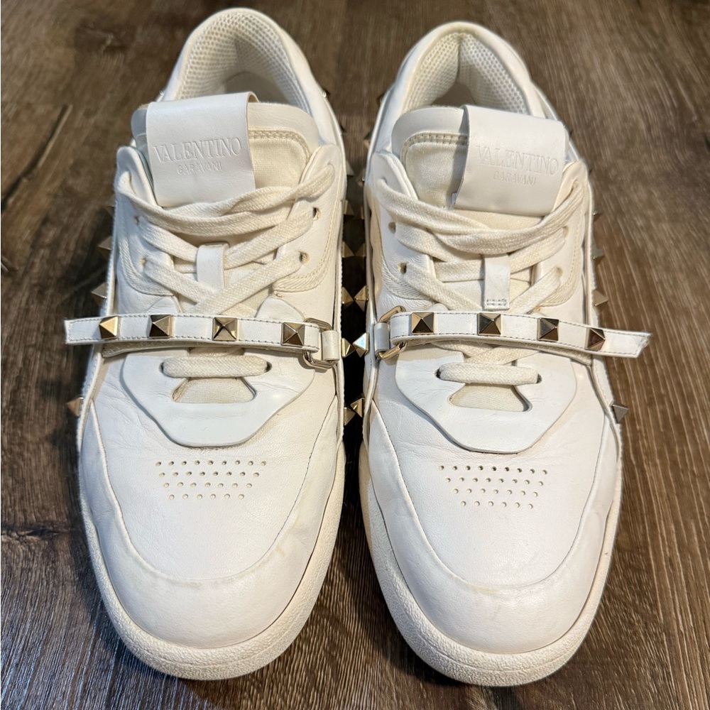 Valentino white  Sneakers with Gold Accents